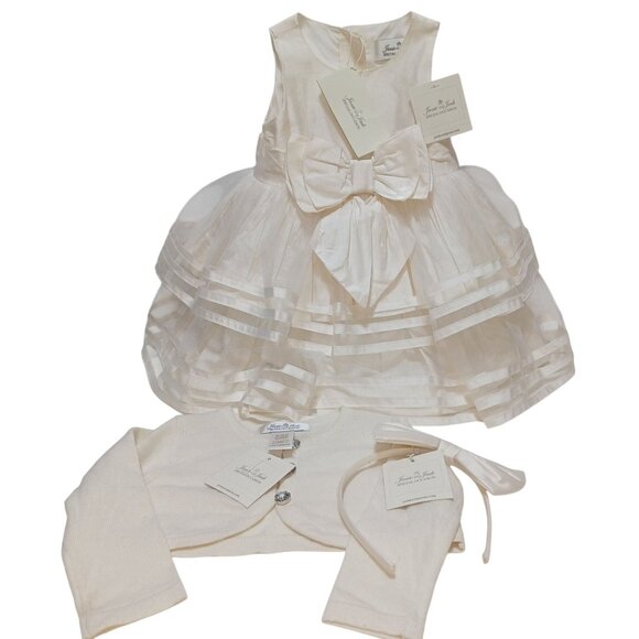 Janie & Jack Special Occasion Silk Dress Sweater Headband 3-6 Mo Luxury Holiday - Picture 1 of 11